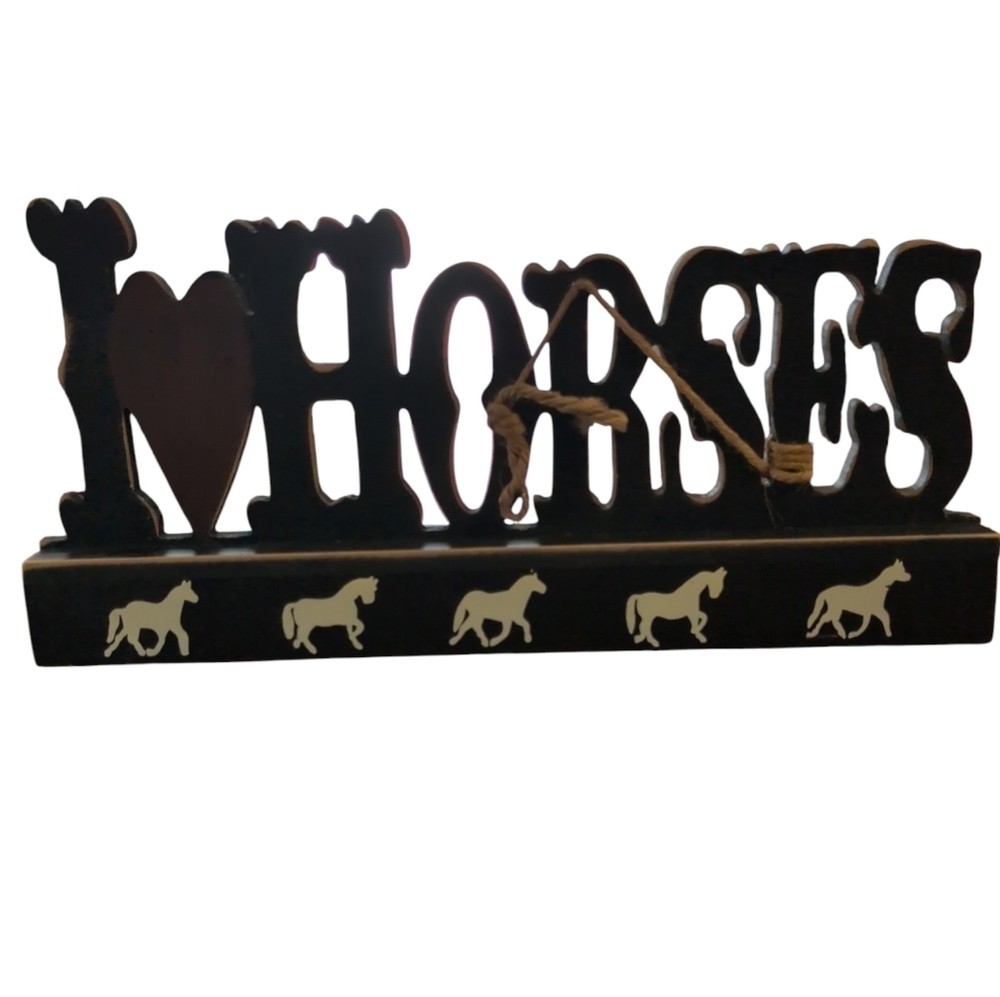 Black I 🤎 Horses Shelf Decor